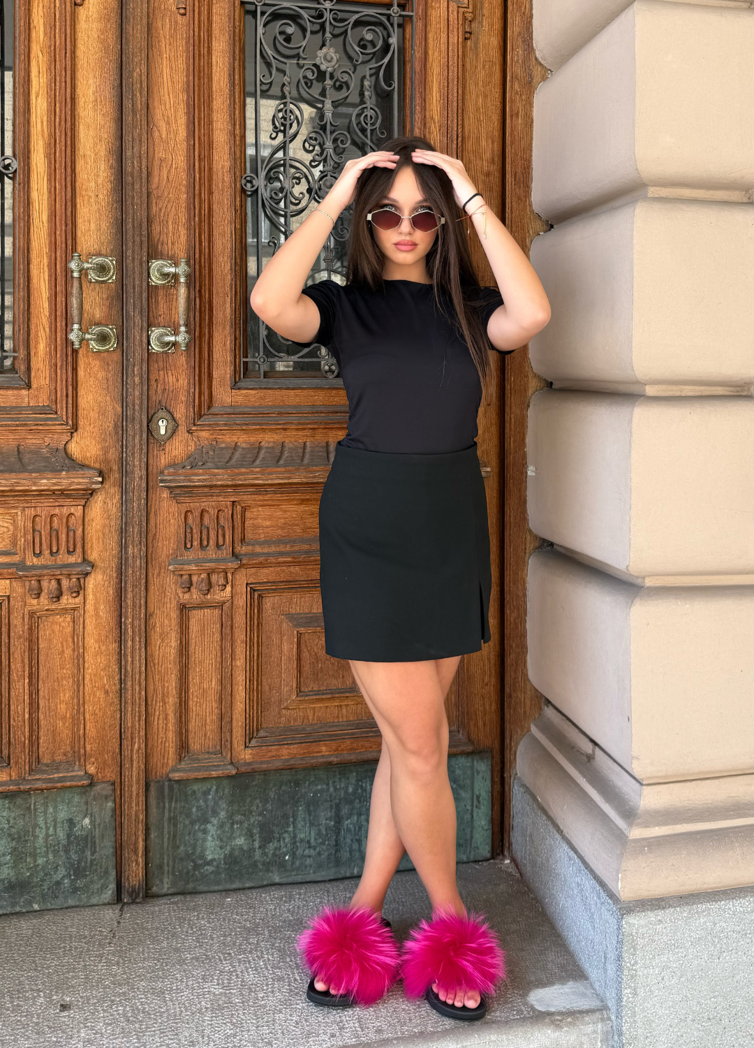 Szőrmés papucs – Magenta - Image 3